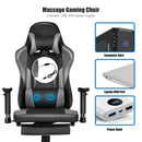 Massage Gaming Chair Racing Computer Task Chair Recliner w/Footrest Blue Black