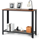 Console Sofa Table W/ Storage Shelf Metal Frame Wood Look Entryway Table HW61495