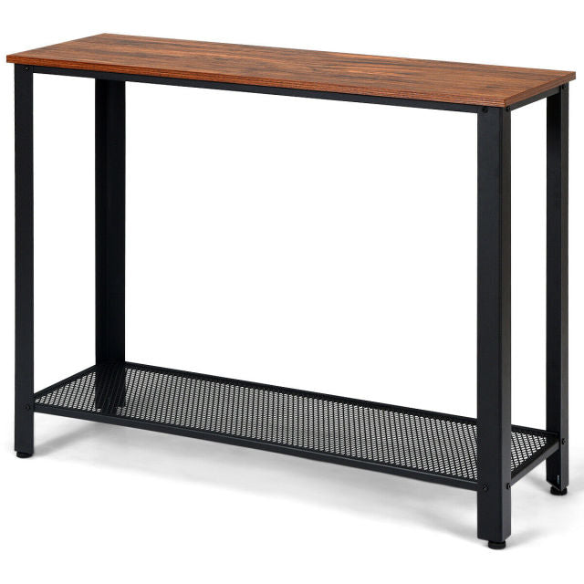 Console Sofa Table W/ Storage Shelf Metal Frame Wood Look Entryway Table HW61495