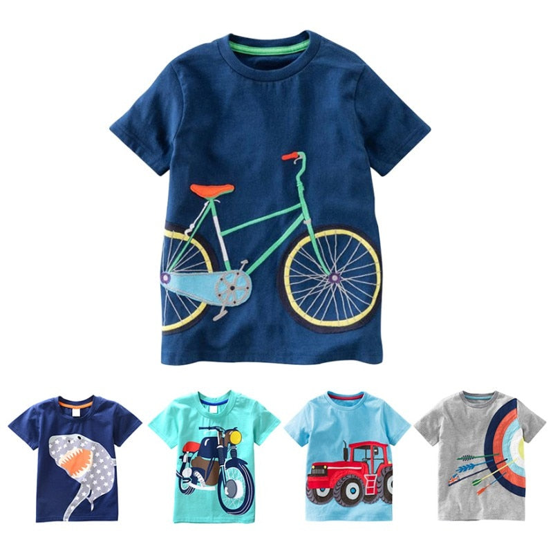 Cotton Baby Boys Casual T-Shirt Sleeve Car Print For Boy Summer Children Toddlder Tee Shirts Tops