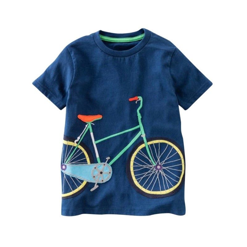 Cotton Baby Boys Casual T-Shirt Sleeve Car Print For Boy Summer Children Toddlder Tee Shirts Tops