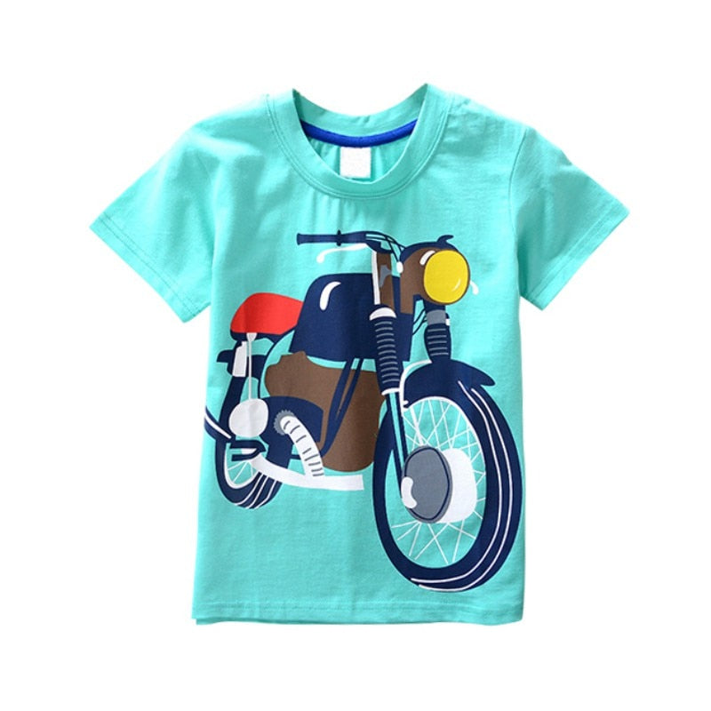 Cotton Baby Boys Casual T-Shirt Sleeve Car Print For Boy Summer Children Toddlder Tee Shirts Tops