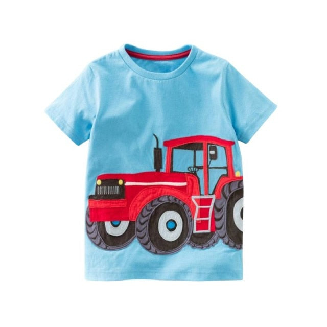 Cotton Baby Boys Casual T-Shirt Sleeve Car Print For Boy Summer Children Toddlder Tee Shirts Tops