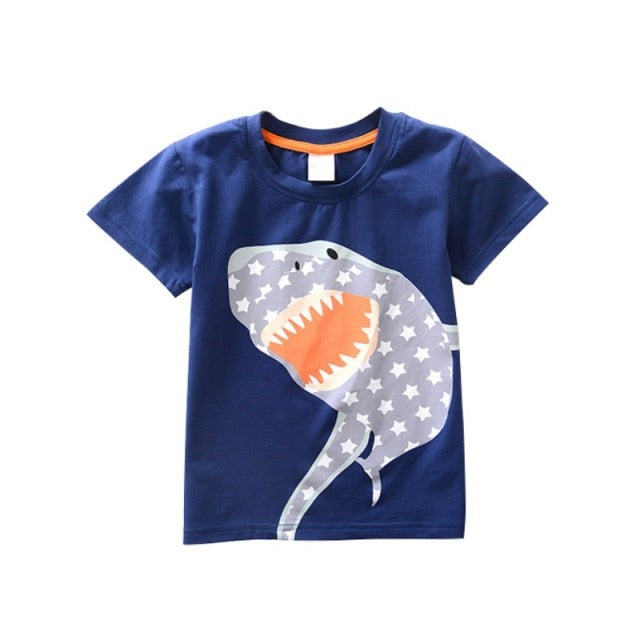 Cotton Baby Boys Casual T-Shirt Sleeve Car Print For Boy Summer Children Toddlder Tee Shirts Tops