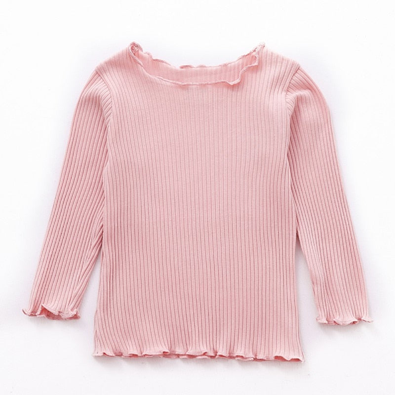 New Autumn Baby Girls Long Sleeve Solid T-shirt Kids Soft Cotton Tops Tees Casual Blouse