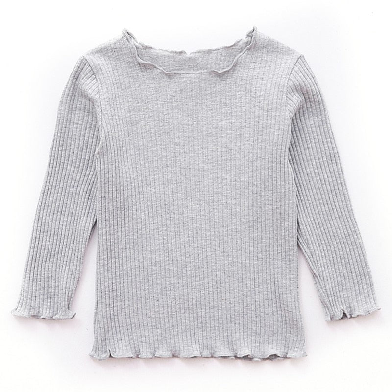 New Autumn Baby Girls Long Sleeve Solid T-shirt Kids Soft Cotton Tops Tees Casual Blouse