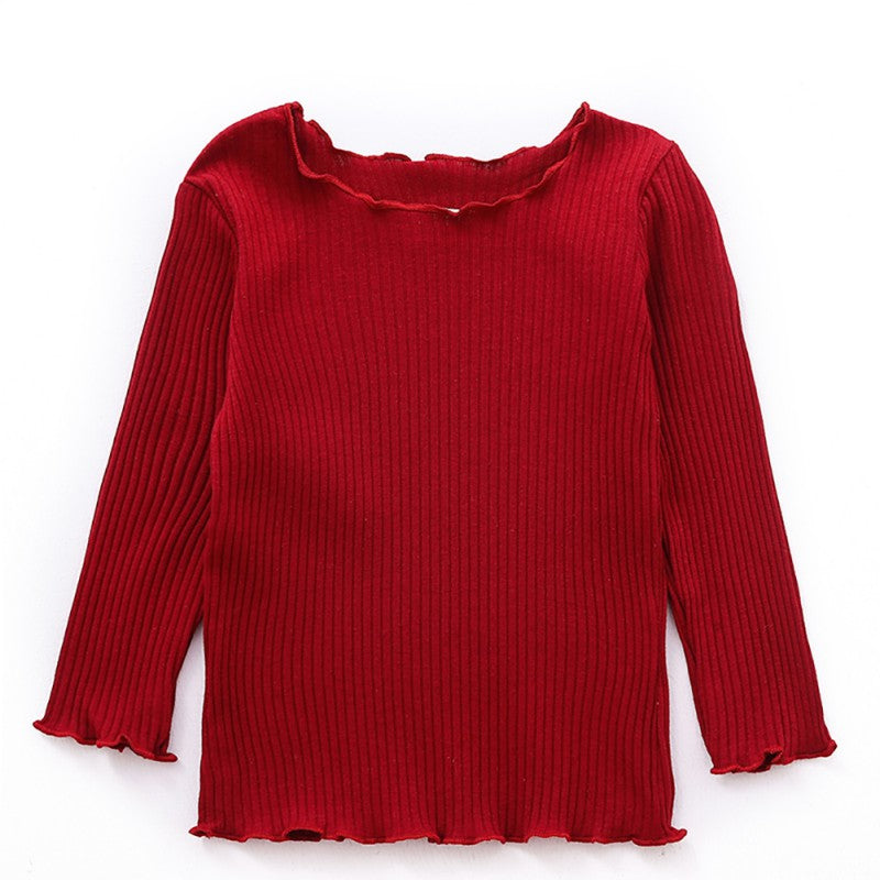 New Autumn Baby Girls Long Sleeve Solid T-shirt Kids Soft Cotton Tops Tees Casual Blouse