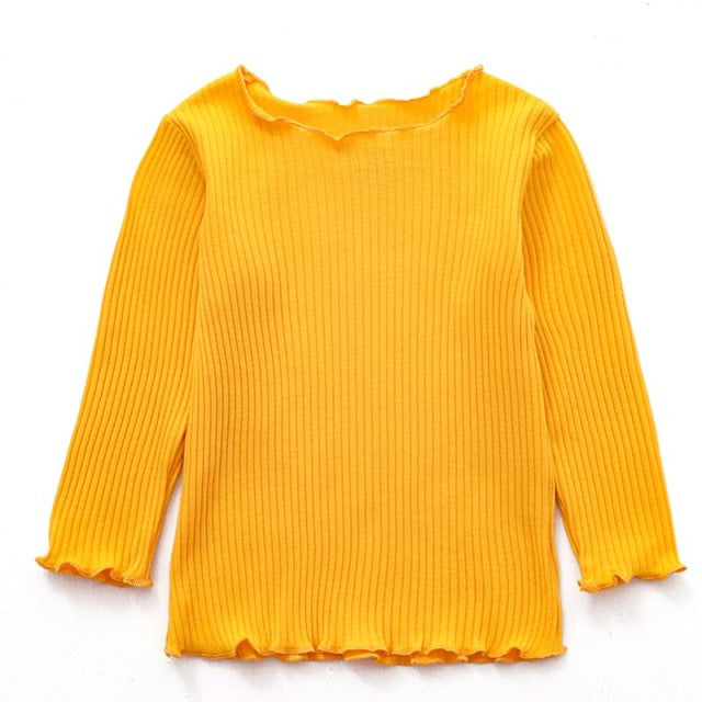 New Autumn Baby Girls Long Sleeve Solid T-shirt Kids Soft Cotton Tops Tees Casual Blouse