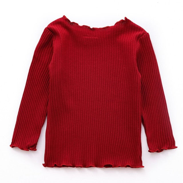 New Autumn Baby Girls Long Sleeve Solid T-shirt Kids Soft Cotton Tops Tees Casual Blouse