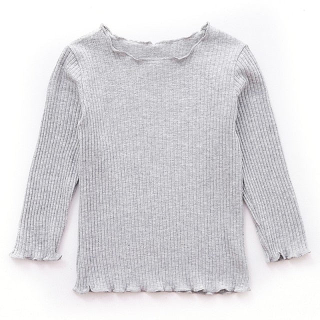 New Autumn Baby Girls Long Sleeve Solid T-shirt Kids Soft Cotton Tops Tees Casual Blouse