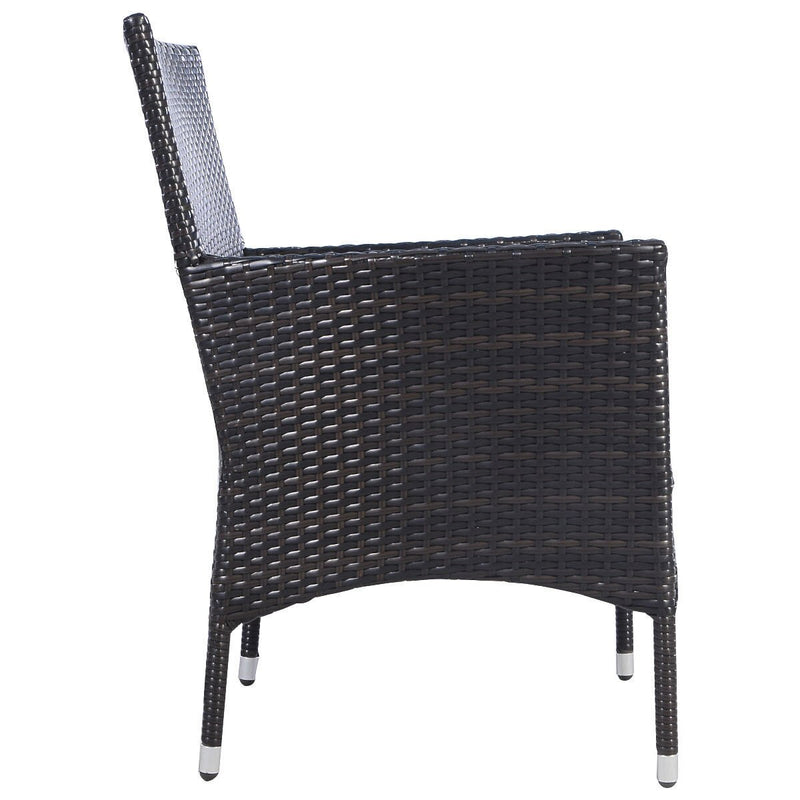 2PC Chairs Outdoor Patio Rattan Wicker Dining Arm Seat With Cushions HW51577