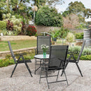 Set of 4 Patio Folding Dining Chair Recliner Adjustable Camping Portable Black