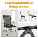 Set of 4 Patio Folding Dining Chair Recliner Adjustable Camping Portable Black