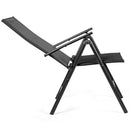 Set of 4 Patio Folding Dining Chair Recliner Adjustable Camping Portable Black