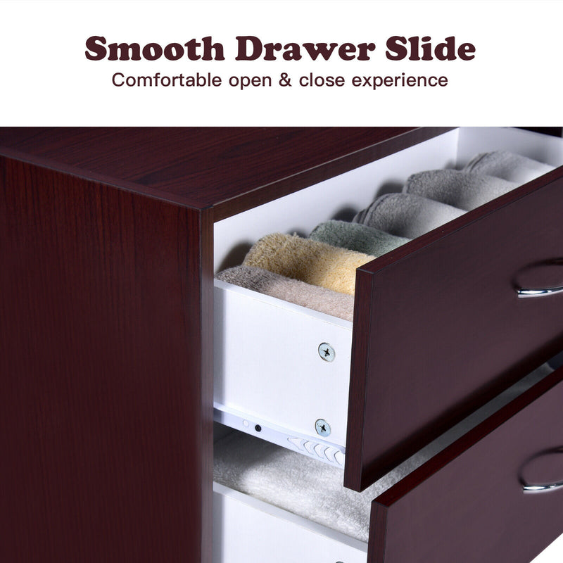 2-Drawer Dresser Horiztonal Organizer w/Handle Wood End Table Nightstand HW66593BN
