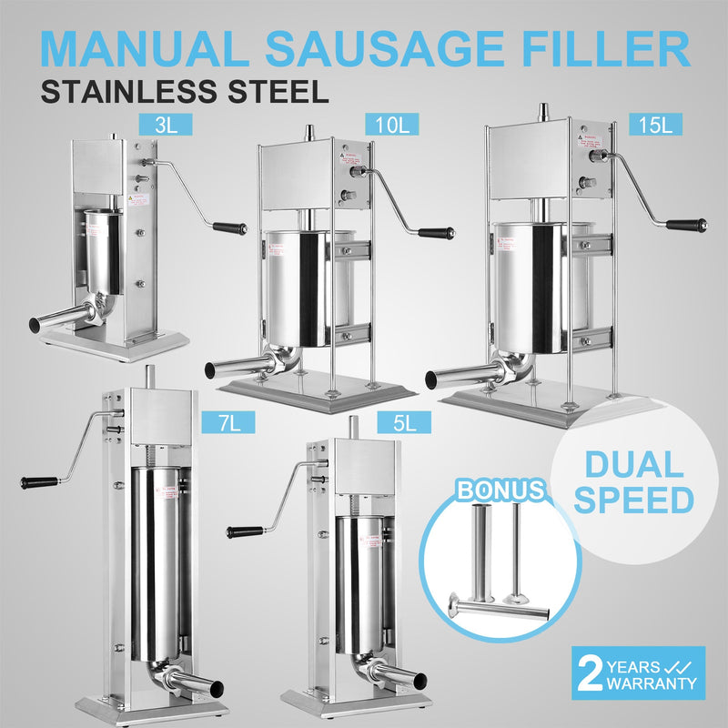 Manual Vertical Sausage Filler Stuffer Food Processor Meat Grinder Blender for Restaurant Home