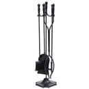 5 PCS Hearth Tool Fireplace Set Fire Tools Set Black Home 31'' Pedestal Base