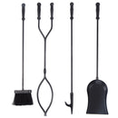 5 PCS Hearth Tool Fireplace Set Fire Tools Set Black Home 31'' Pedestal Base