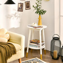 Costway Round End Table with Storage Shelf Home Decor Accent Side Table White