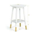 Costway Round End Table with Storage Shelf Home Decor Accent Side Table White