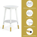 Costway Round End Table with Storage Shelf Home Decor Accent Side Table White