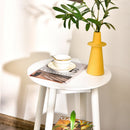 Costway Round End Table with Storage Shelf Home Decor Accent Side Table White