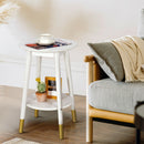 Costway Round End Table with Storage Shelf Home Decor Accent Side Table White