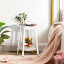 Costway Round End Table with Storage Shelf Home Decor Accent Side Table White