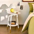 Costway Round End Table with Storage Shelf Home Decor Accent Side Table White