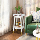 Costway Round End Table with Storage Shelf Home Decor Accent Side Table White