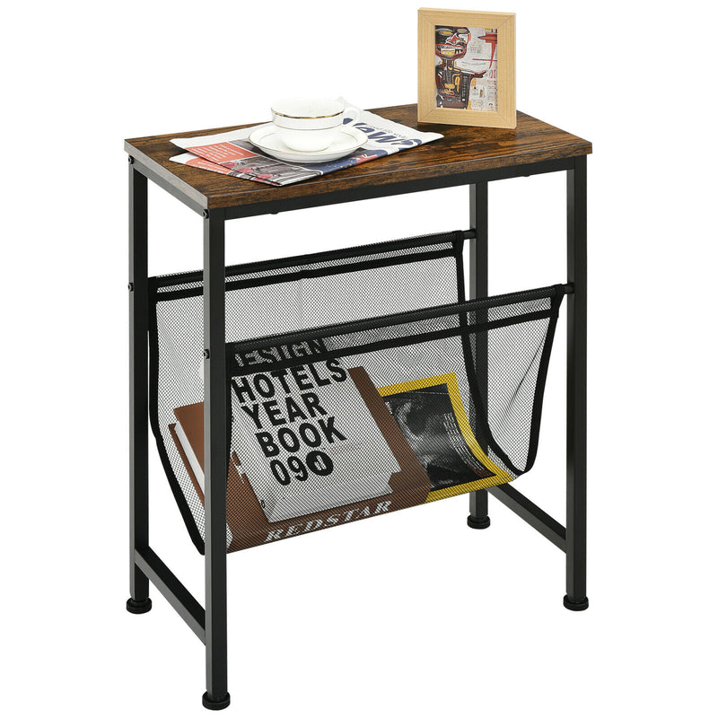 Narrow End Table Magazine Holder Sling Industrial Accent Console Table HW67034