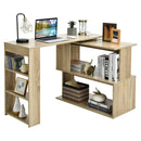 L-Shaped Rotating Corner Computer Desk Study Laptop Table w/ Bookshelves