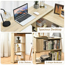L-Shaped Rotating Corner Computer Desk Study Laptop Table w/ Bookshelves