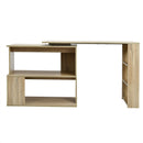 L-Shaped Rotating Corner Computer Desk Study Laptop Table w/ Bookshelves