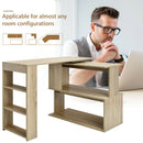 L-Shaped Rotating Corner Computer Desk Study Laptop Table w/ Bookshelves