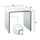 Tempered Glass End Table Transparent Sofa Side Accent Living Room HW66957