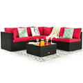 6PCS Patio Rattan Furniture Set Cushioned Sofa Coffee Table Garden HW67937