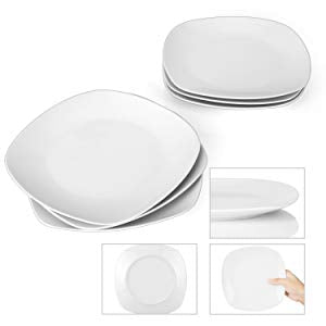 6-Piece 7.5 Inch White Porcelain Dessert Plate Set Snack Fruit Cake Plate Dishes Set Kitchen