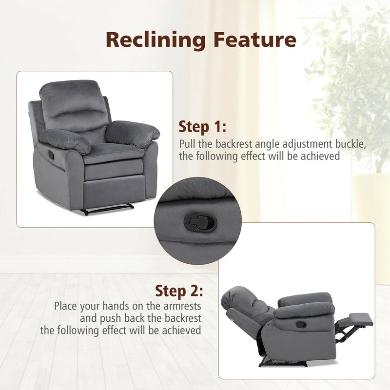 Recliner Chair Single Sofa Armchair Sleeper Lounger w/ Footrest Grey/Brown HV10010