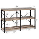 47" Console Table 3 Tier Industrial Sofa Table Metal Frame Rustic HW67065