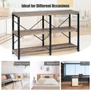 47" Console Table 3 Tier Industrial Sofa Table Metal Frame Rustic HW67065