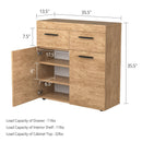 Free Standing Storage Cabinet Floor Cabinet w/ 2 Drawers Doors & Shelves HW67597+