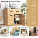 Free Standing Storage Cabinet Floor Cabinet w/ 2 Drawers Doors & Shelves HW67597+