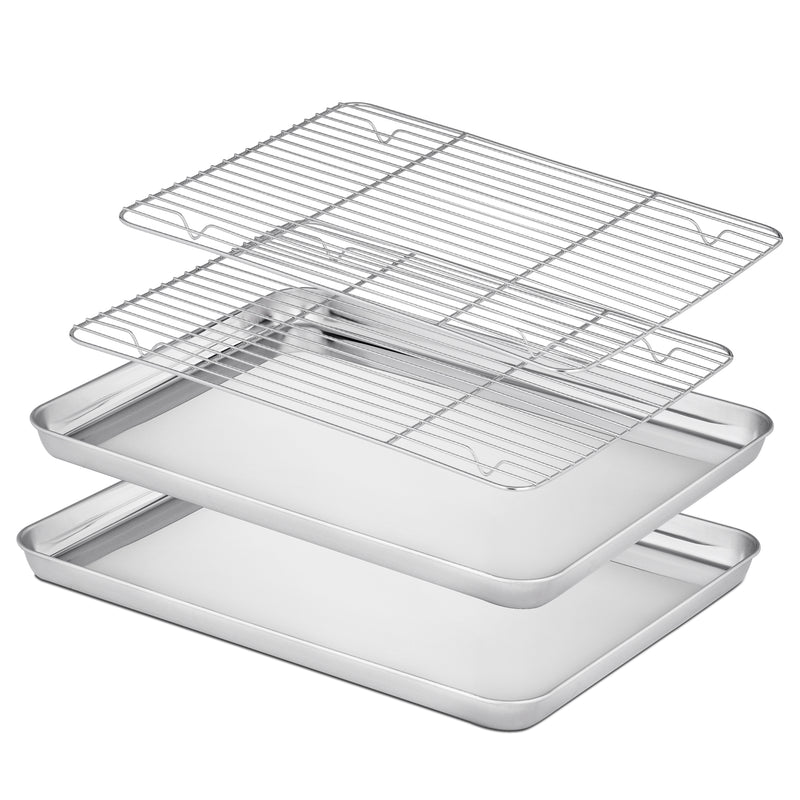 Baking Tray with Rack (2Pans+2Racks) Stainless Steel Non Toxic Baking Pan