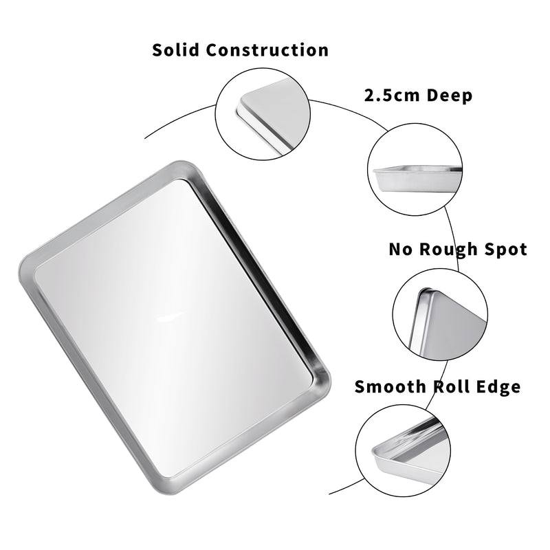 Baking Tray with Rack (2Pans+2Racks) Stainless Steel Non Toxic Baking Pan