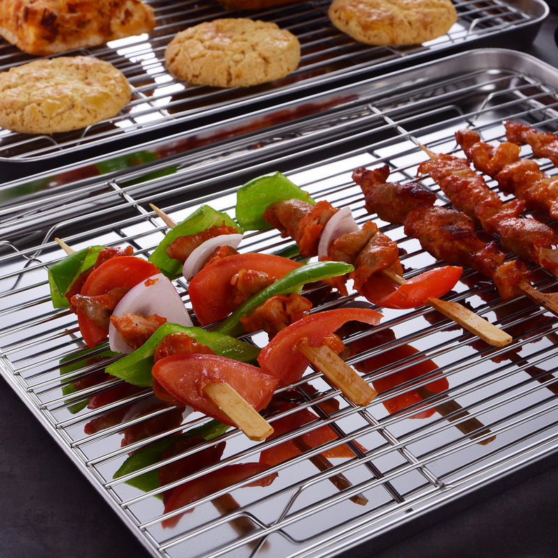 Baking Tray with Rack (2Pans+2Racks) Stainless Steel Non Toxic Baking Pan