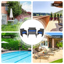 4PCS Patio Rattan Furniture Set Cushioned Chair Sofa Table HW67934