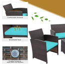 4PCS Patio Rattan Furniture Set Cushioned Chair Sofa Table HW67934