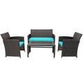 4PCS Patio Rattan Furniture Set Cushioned Chair Sofa Table HW67934