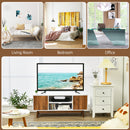 TV Stand Entertainment Media Console w/2 Storage Cabinets & Open Shelves